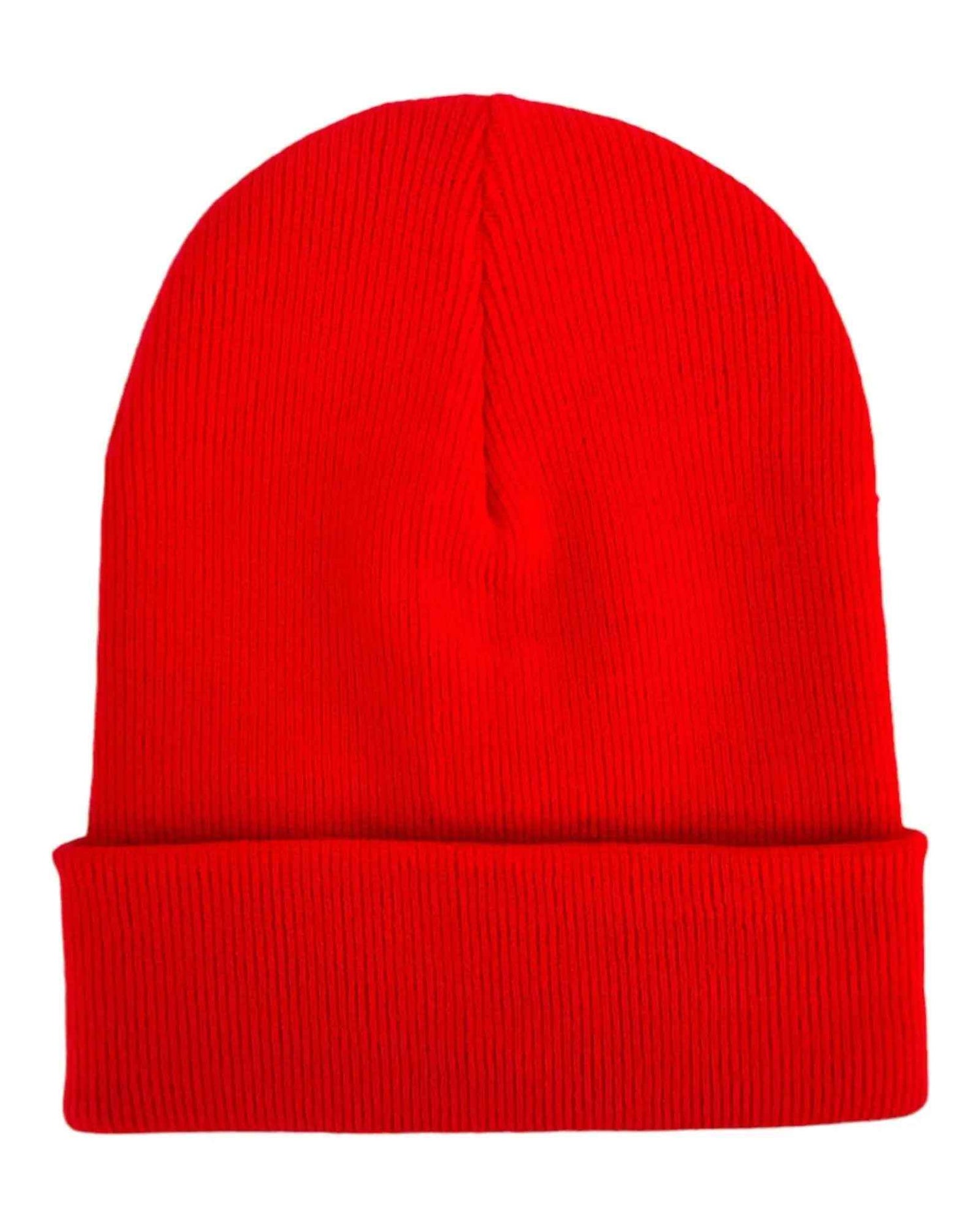 HAAKWEAR Knit Cuffed Classic Beanie / Hat - Scarlet Red, Made in USA