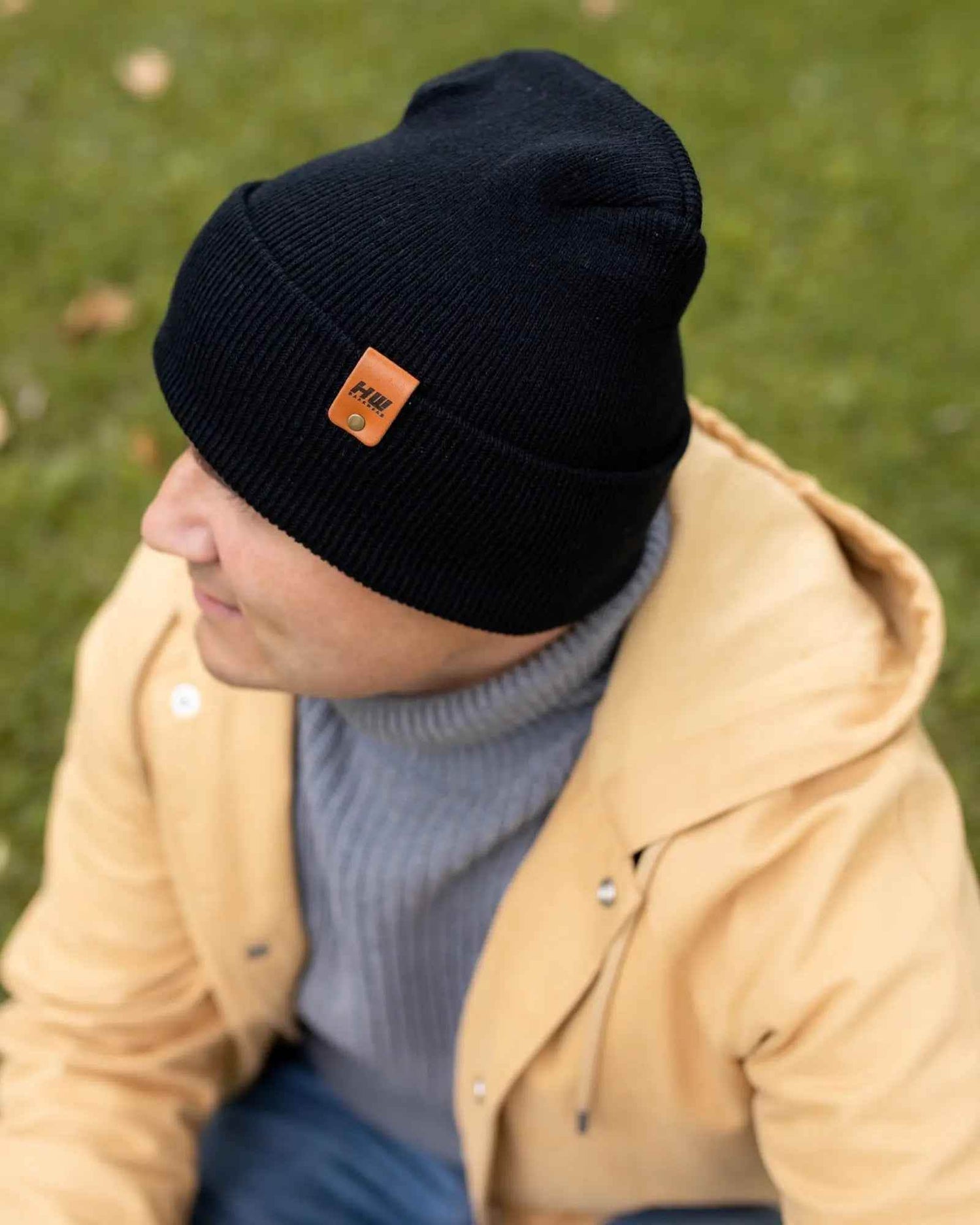 NEW HAAKWEAR H-Stitch Cuffed Beanie - Designed and Made in USA (Patented Design) - Midnight Black