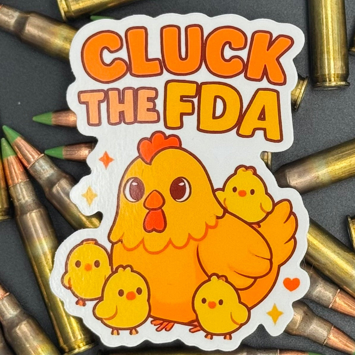 Sticker of a cute chicken with chicks saying