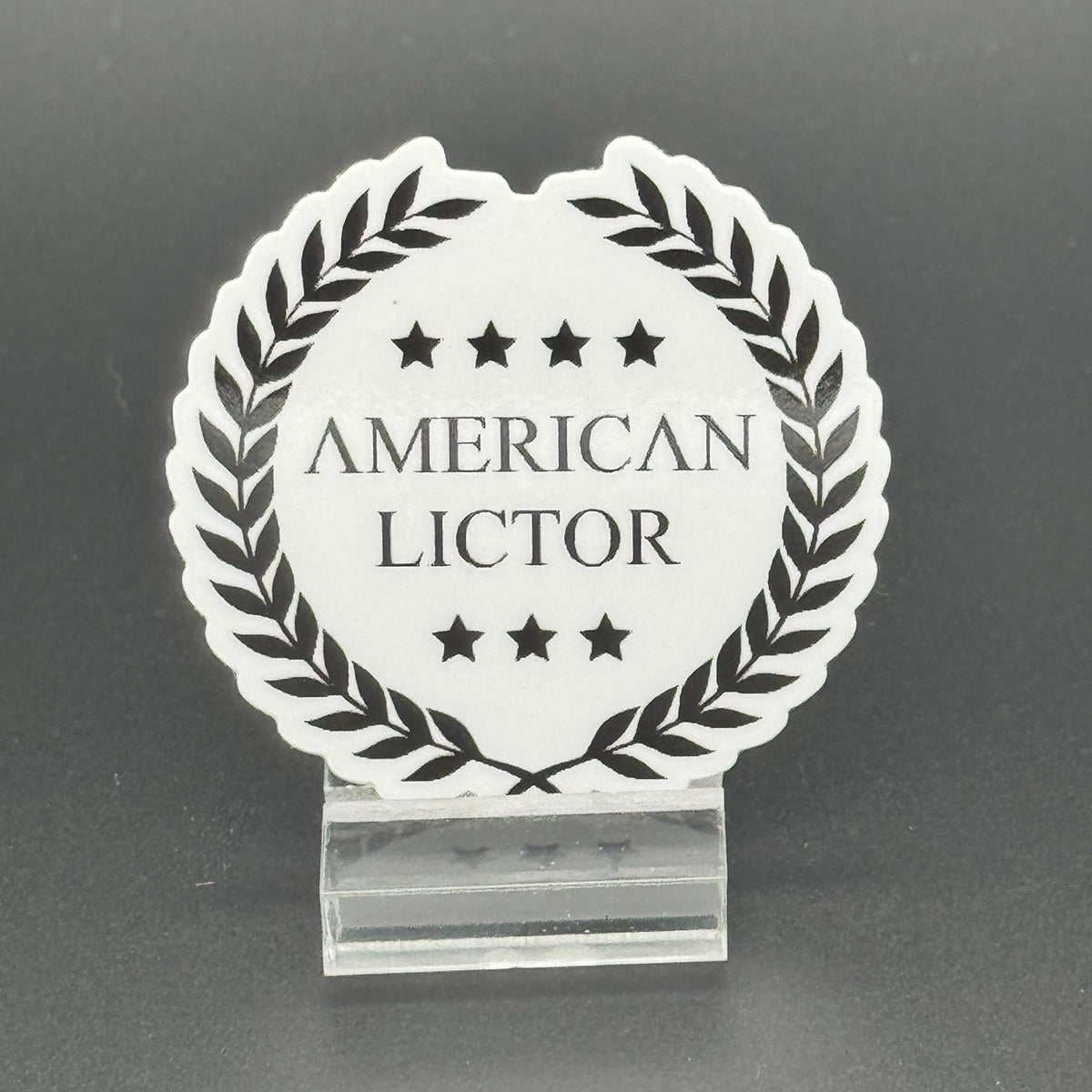 Sticker of the American Lictor Logo in white