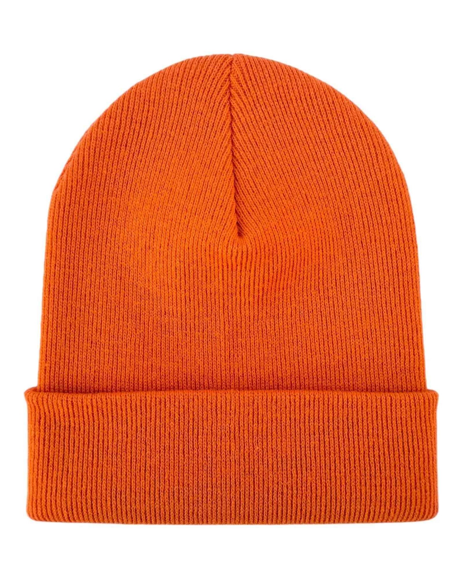 HAAKWEAR Knit Cuffed Classic Beanie / Hat - Tiger Orange, Made in USA