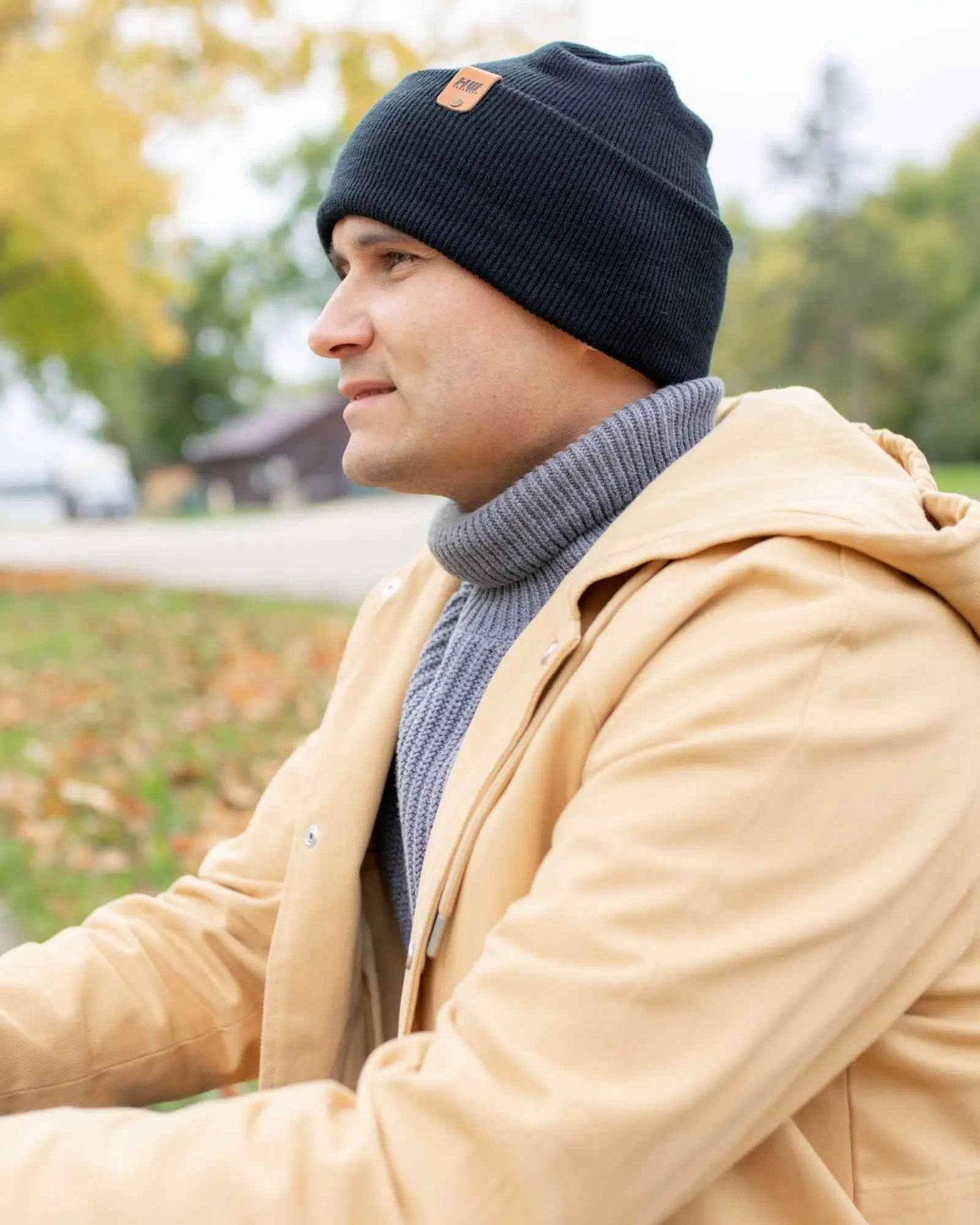 NEW HAAKWEAR H-Stitch Cuffed Beanie - Designed and Made in USA (Patented Design) - Charcoal Black