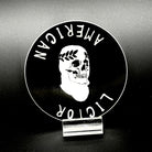 Sticker of the American Lictor Skull Logo in black
