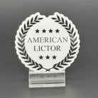 Sticker of the American Lictor Logo in white