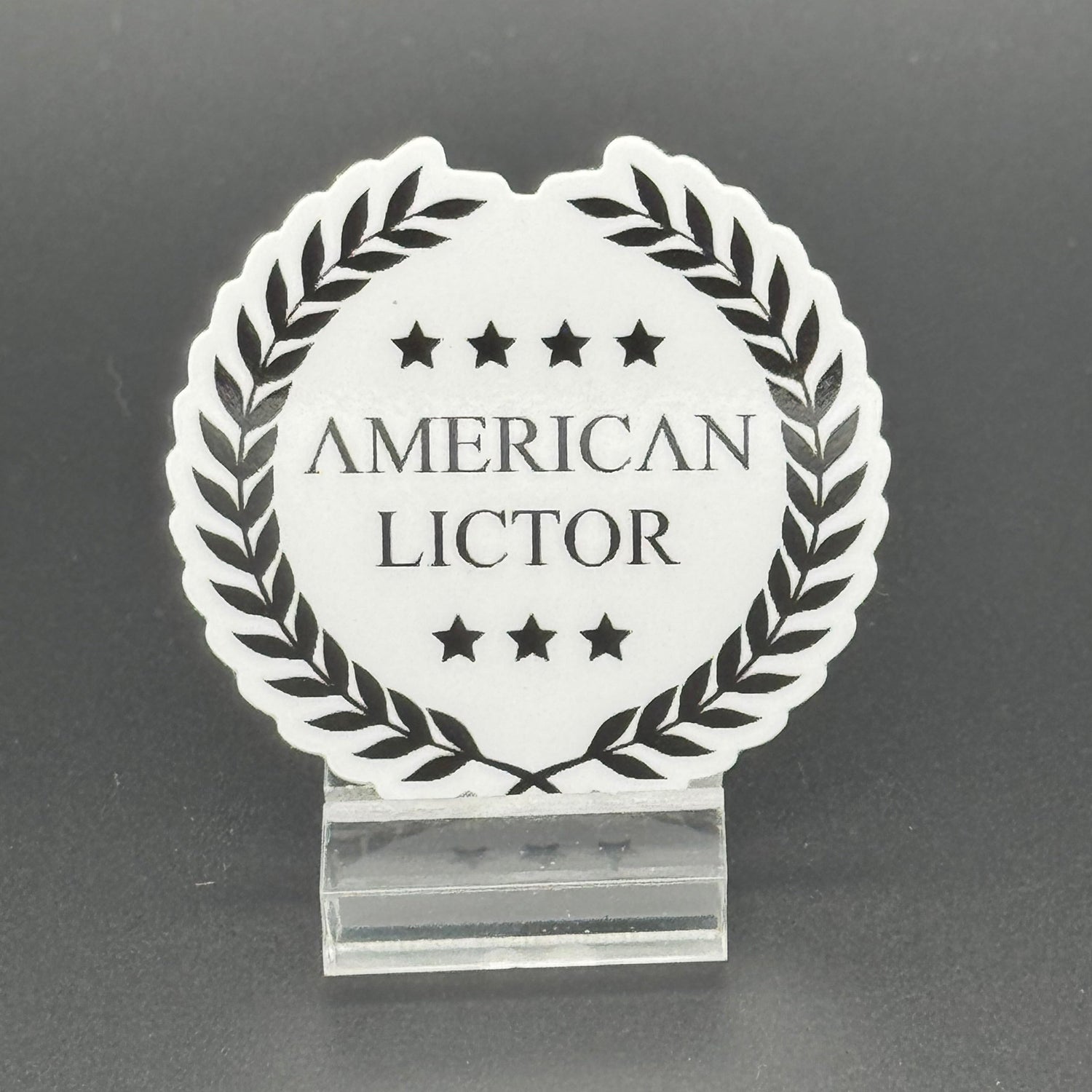 Sticker of the American Lictor Logo in white